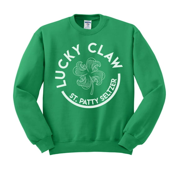 Lucky Claw Funny St. Patrick's Day Sweatshirt 2X-Large Irish Green