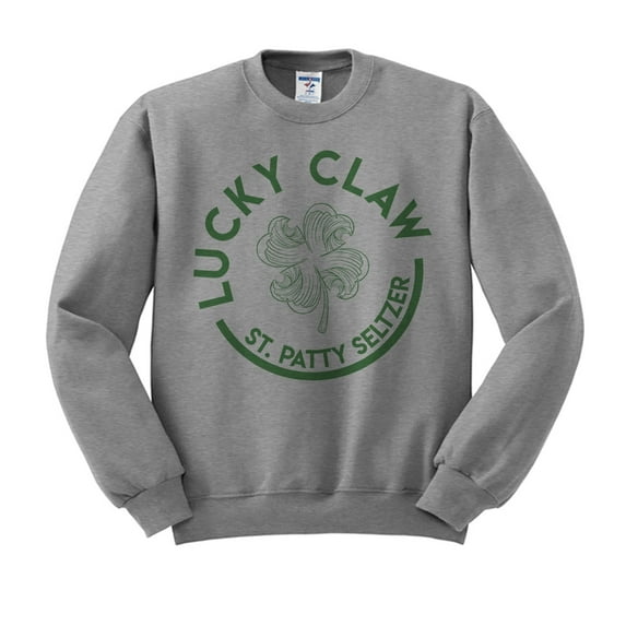 Lucky Claw Funny St. Patrick's Day Sweatshirt Small Grey