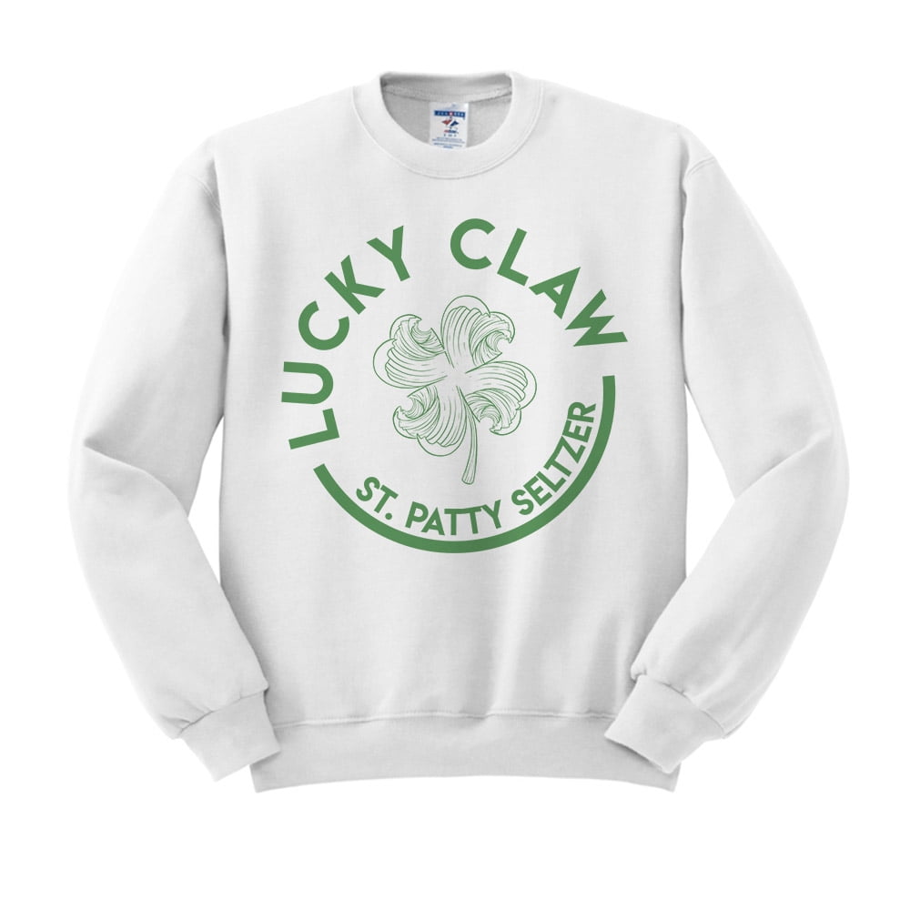 Lucky Claw Funny St. Patrick s Day Sweatshirt X Large White