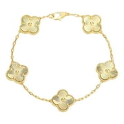 ALSCHARM Lucky Clover Bracelet for Women Girls | Premium Fashion Lapis Lazuli 5-Motif Clover Bracelet 14K Gold Plated Stainless Steel | Luxury Original Jewelry