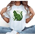 thumbnail image 1 of Lucky Clover Cat Print Tshirt Oversized Women Graphic Tees Loose Shirts White St Patricks Day Outfit Tops S-5XL, 1 of 4