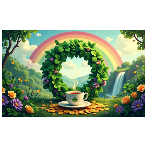 Lucky Clover Coin Pattern St Patrick's Day Party Backdrop Banner Wall Decor Green Shamrock Leaf Decoration Photography Props Background Festive Event