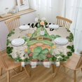thumbnail image 1 of Lucky Clover Gnomes St. Patrick''s Day Round Tablecloth 60 Inch - Waterproof Fabric Table Cloth Protector, Black White Plaid Tablecloths Washable Table Cover for Kitchen Banquet Party, 1 of 6
