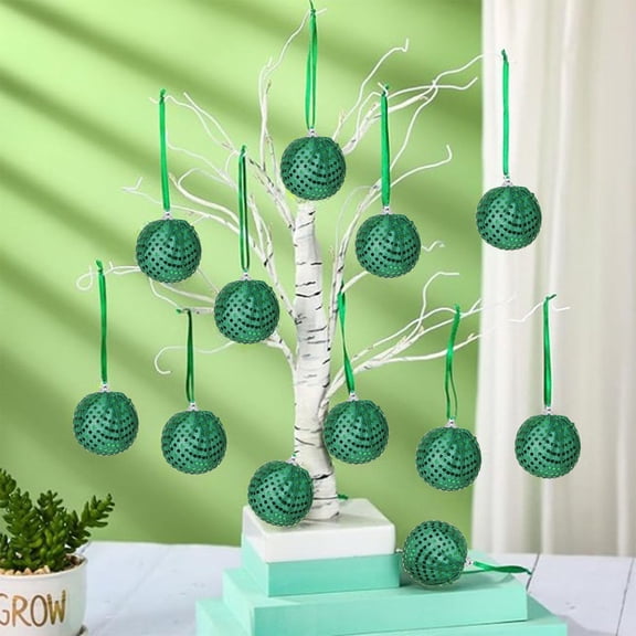 Lucky Clover Handmade Hanging Decor 3 Pcs - Soft 2.8 Inch Fabric Balls for St. Patrick's Day Mantle, Wall, or Party Backdrop Arrangement