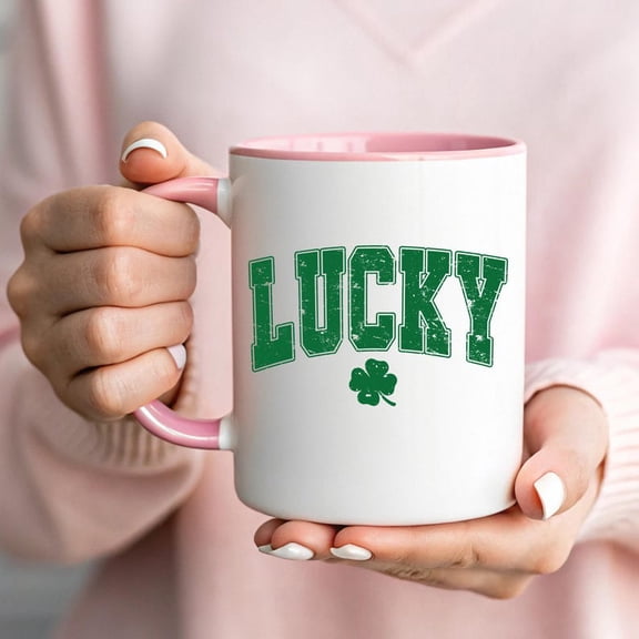 Lucky Clover Mug, 11oz Coffee Cup for St. Patrick's Day, Gift for Gardening Lovers, Green S1HAmR1OCk Design, Cute Happy IriS1H Mug, Lucky Mug