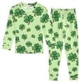 thumbnail image 1 of Lucky Clover Pattern Cotton Pajamas 2 Piece Set Sleepwear Soft and Comfortable Homewear Nightwear, 1 of 7