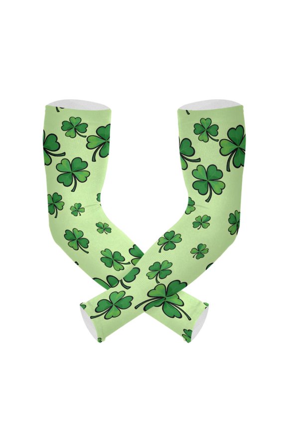 Lucky Clover Pattern UV Protection Cooling Arm Sleeves, Compression Sun Sleeves for Men Women Sports