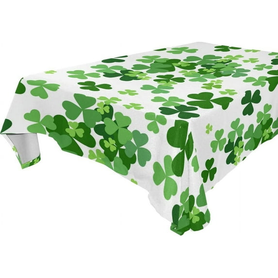 Lucky Clover Shamrocks Square Tablecloth, Rectangle Modern Table Linen Cloth Cover for Kitchen Dining Room Party Home Decor