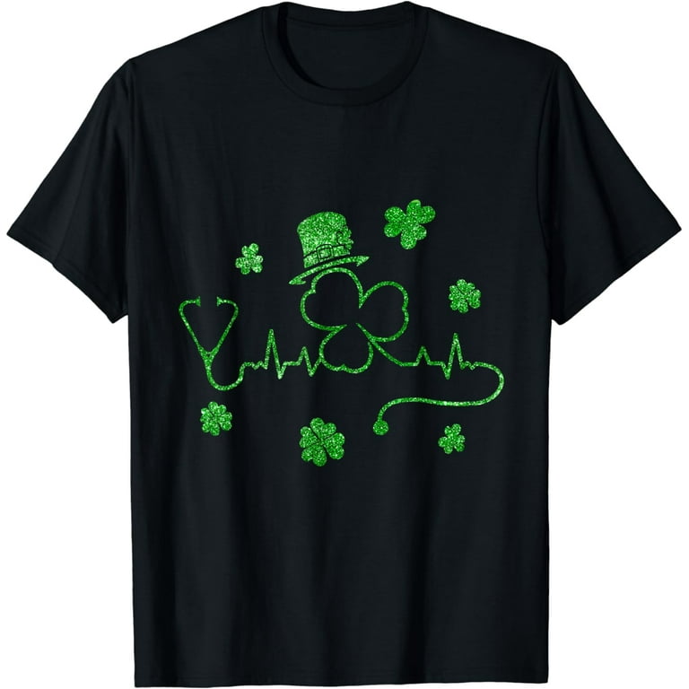 Lucky Heartbeat Shamrock Funny Nurse Saint Patricks Day T-Shirt