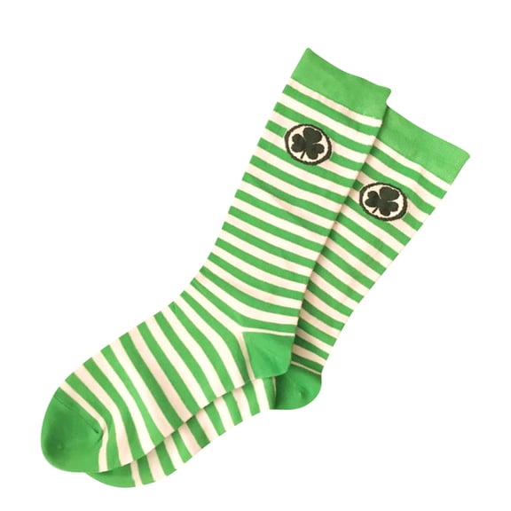 Lucky Clover Striped Thigh High Socks for St. Patrick's Day - Irish Shamrock Design Knee High Socks, Women's Festive Costume Accessories, Holiday Outfits