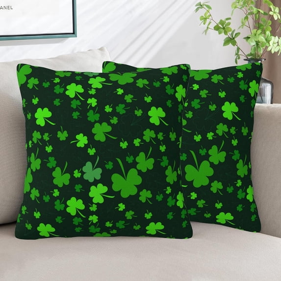 Lucky Clover Throw Pillow Covers Set of 2 St.Patrick''s Day Pillow Covers 18x18 Inch Modern Farmhouse Home Decorative Pillow Cases Cushion Cover for Sofa Living Room Office
