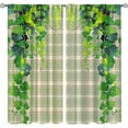 thumbnail image 1 of Lucky Clover and Vine Kid Window Curtains 2 Panels, Cyan and Green Plaid Rod Pocket Curtain Panels, Window Treatment Soft Texture Lightweight for Bedroom Kitchen Bathroom Living Room-W52xL84in, 1 of 6