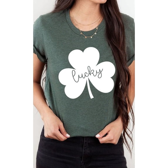 Lucky Clover White Shamrock Graphic Tee T-Shirt