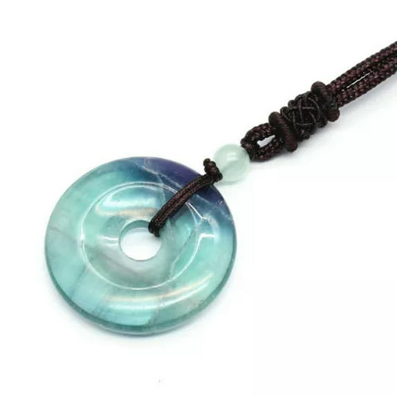 Lucky Coin Round Ring Donut Pendant Crystal Necklace Ping An Buckle Amulet Gifts
