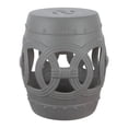 thumbnail image 1 of JONATHAN Y Lucky Coins 16" Chinese Ceramic Drum Garden Stool, Matte Gray, 1 of 10