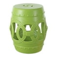 thumbnail image 1 of JONATHAN Y Lucky Coins 16" Chinese Ceramic Drum Garden Stool, Matte Green, 1 of 10