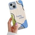 thumbnail image 1 of Lucky Color Line Drawing Oil Painting Soft  for iPhone Case (Blue,iPhone 14 Pro), 1 of 7