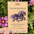 thumbnail image 1 of Lucky Crystal Horse, Year of The Horse Lucky Crystal Figurine Card, Lucky Green Aventurine Horse Amethyst Crystal Horses with Meaning Card, Horses Decoration Year Gift for Friend Family, 1 of 9