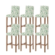 Lucky Day Bar Stool Covers Set of 6, St. Patrick's Shamrock Rustic Clover Green Stretch Washable Bar Chair Covers with Backs, Removable Pub Counter Height Chair Cover for Kitchen Dining Room Cafe