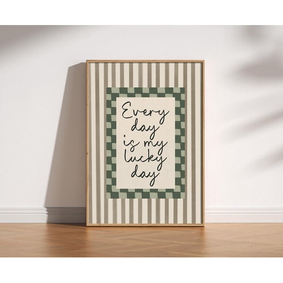 Lucky Day Green Checkerboard Quote Poster Unframed Paper Print