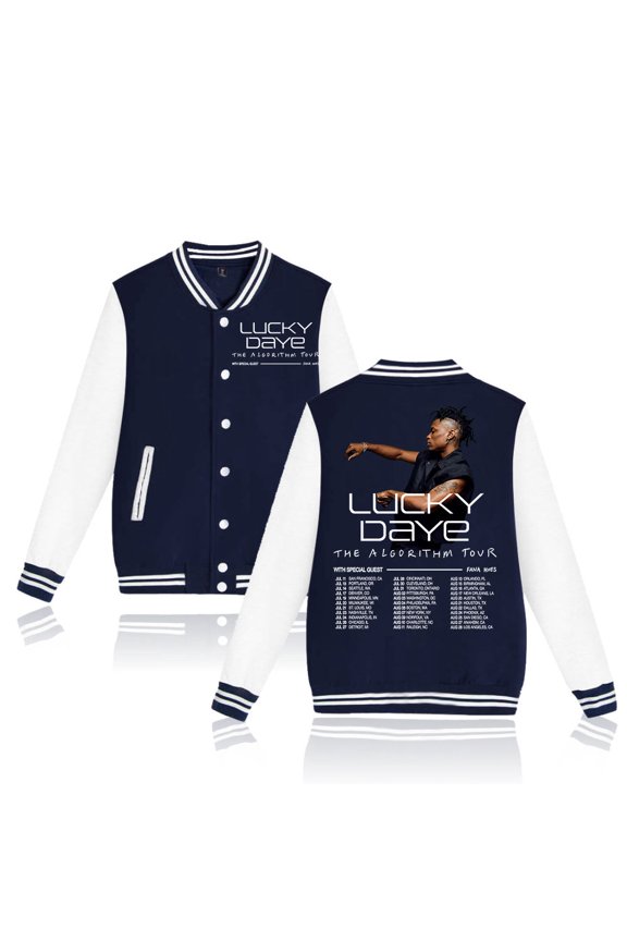 Lucky Daye The Algorithm Tour 2024 Baseball Jacket Fashion Clothes Unisex Long Sleeve