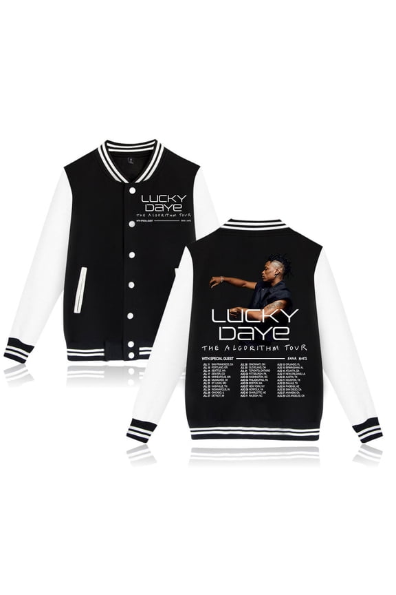 Lucky Daye The Algorithm Tour 2024 Baseball Jacket Fashion Clothes Unisex Long Sleeve