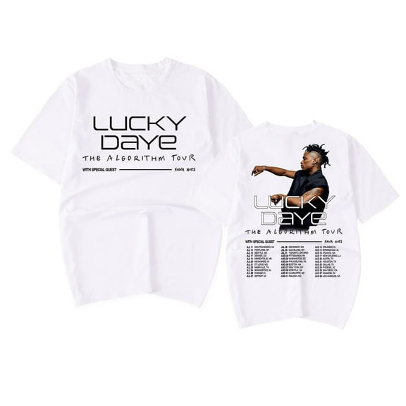 Lucky Daye The Algorithm Tour 2024 T-shirt Women Men Casual Fashion Short Sleeve Tee