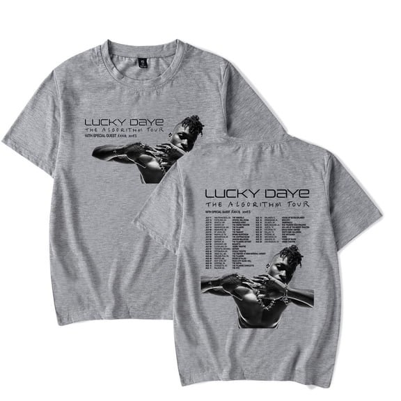 Lucky Daye The Algorithm Tour 2025 T-shirt Unisex Hip-hop Casual Short Sleeve Streetwear