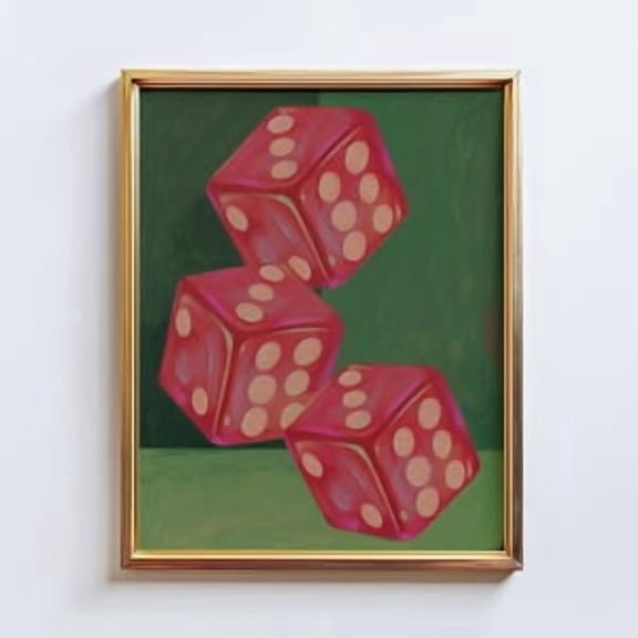 Lucky Dice Wall Art Retro Red Dice Poster, Poster Home Decor , Poster Print Only
