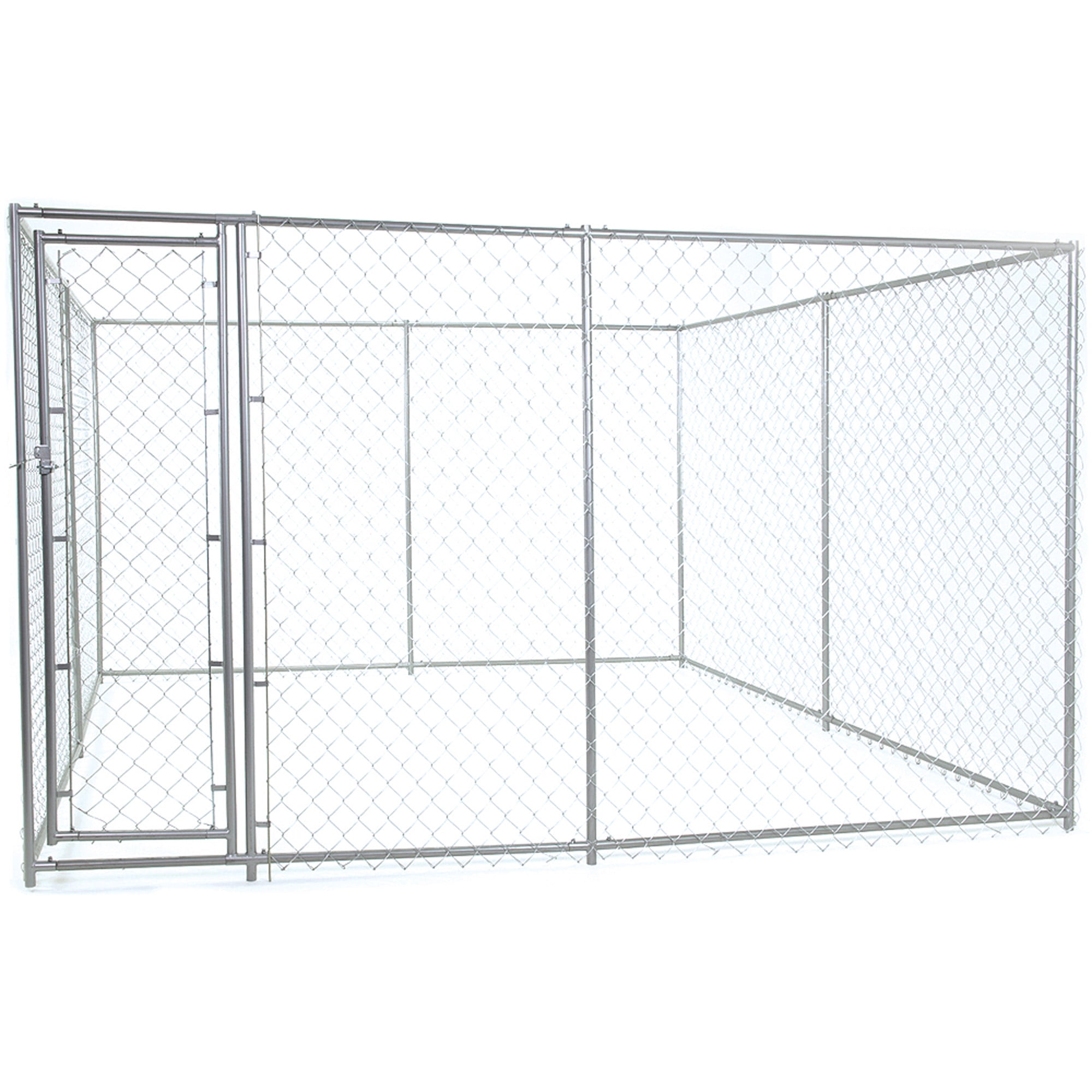 Lucky Dog 10 x 10 Ft. Heavy Duty Outdoor Chain Link Dog Kennel Enclosure w/ Door