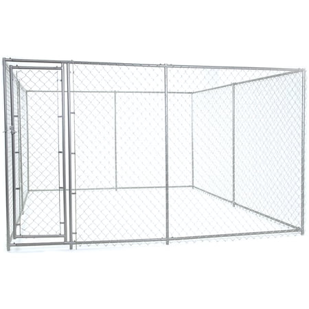 Lucky Dog 10 x 10 Ft. Heavy Duty Outdoor Chain Link Dog Kennel Enclosure w/ Door