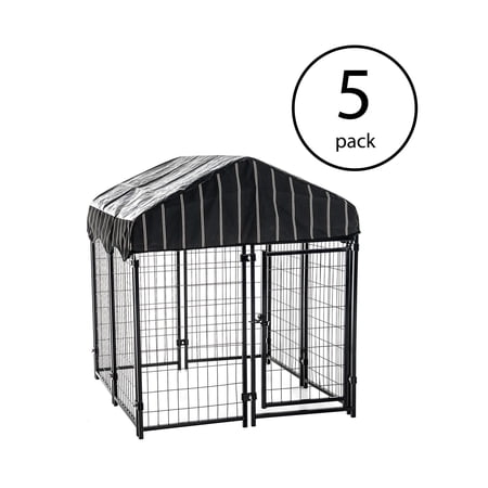 Lucky Dog 4'6"H x 4'L x 4'W Welded Wire Fence Pet Kennel w/ Cover (5 Pack)