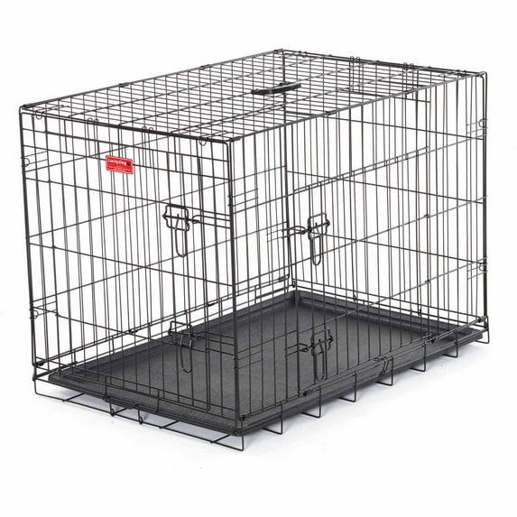 Lucky Dog Folding Black Wire 2 Door Training Crate, 24"