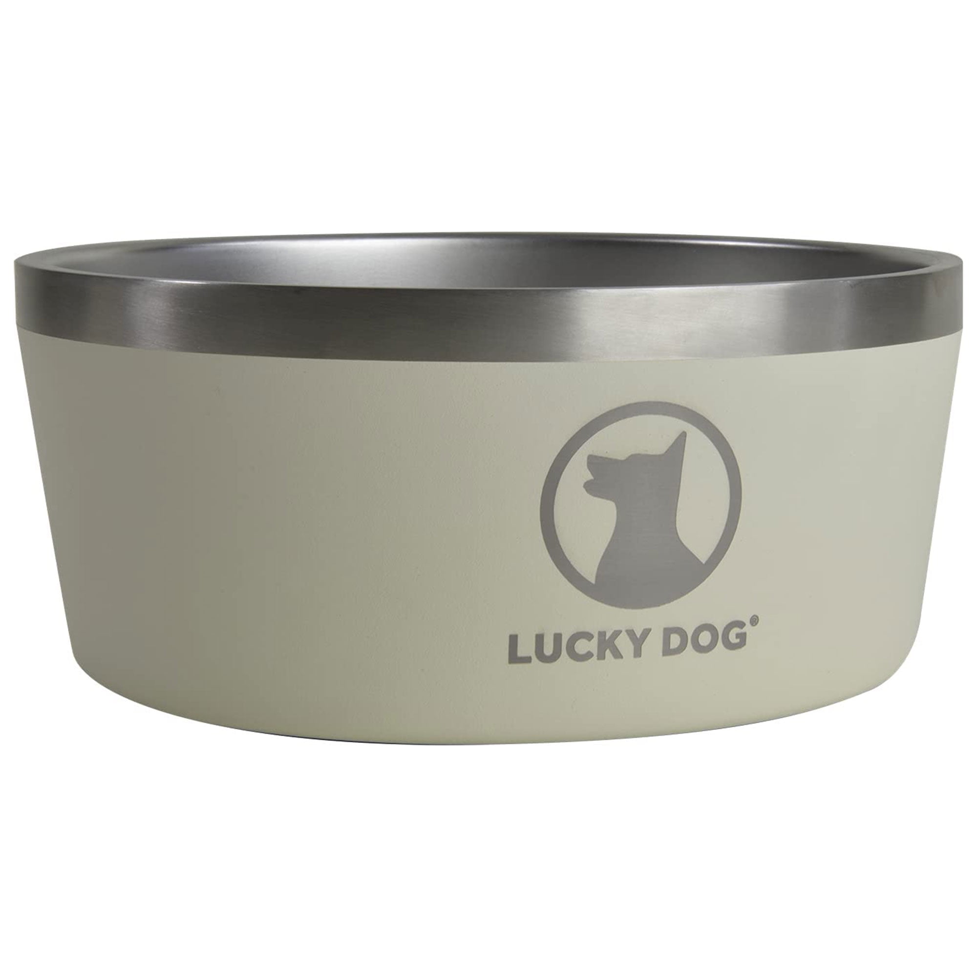 Lucky Dog Indulge Beige Double Wall Stainless Steel Dog Bowl, 12.5 Cups