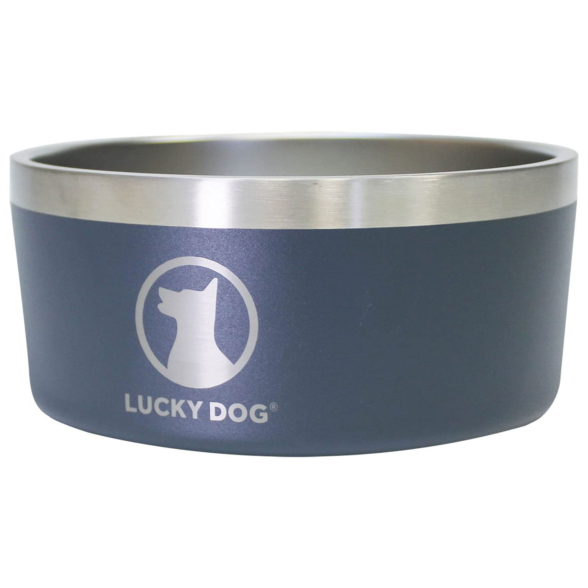 Lucky Dog Indulge Black Double Wall Stainless Steel Dog Bowl, 12.5 Cups