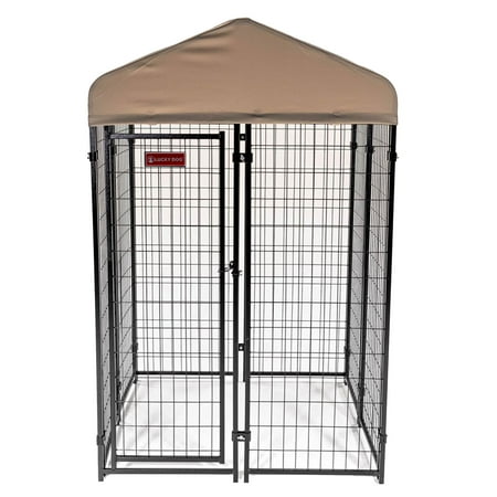Lucky Dog STAY Series 4 x 4 x 6 Foot Roofed Steel Frame Studio Dog Kennel