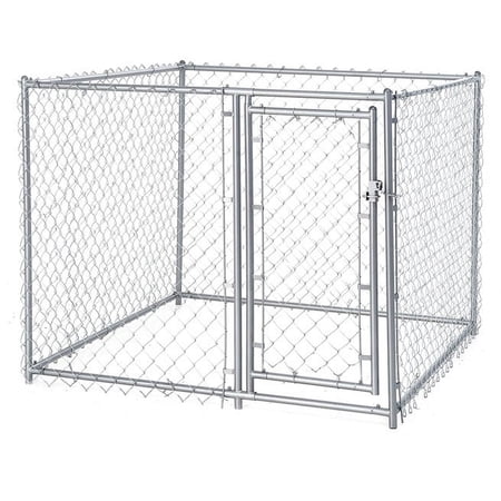 Lucky Dog Single-Door Chain Link Heavy Duty Outdoor Kennel, Silver, 5'L x 5'W x 4'H