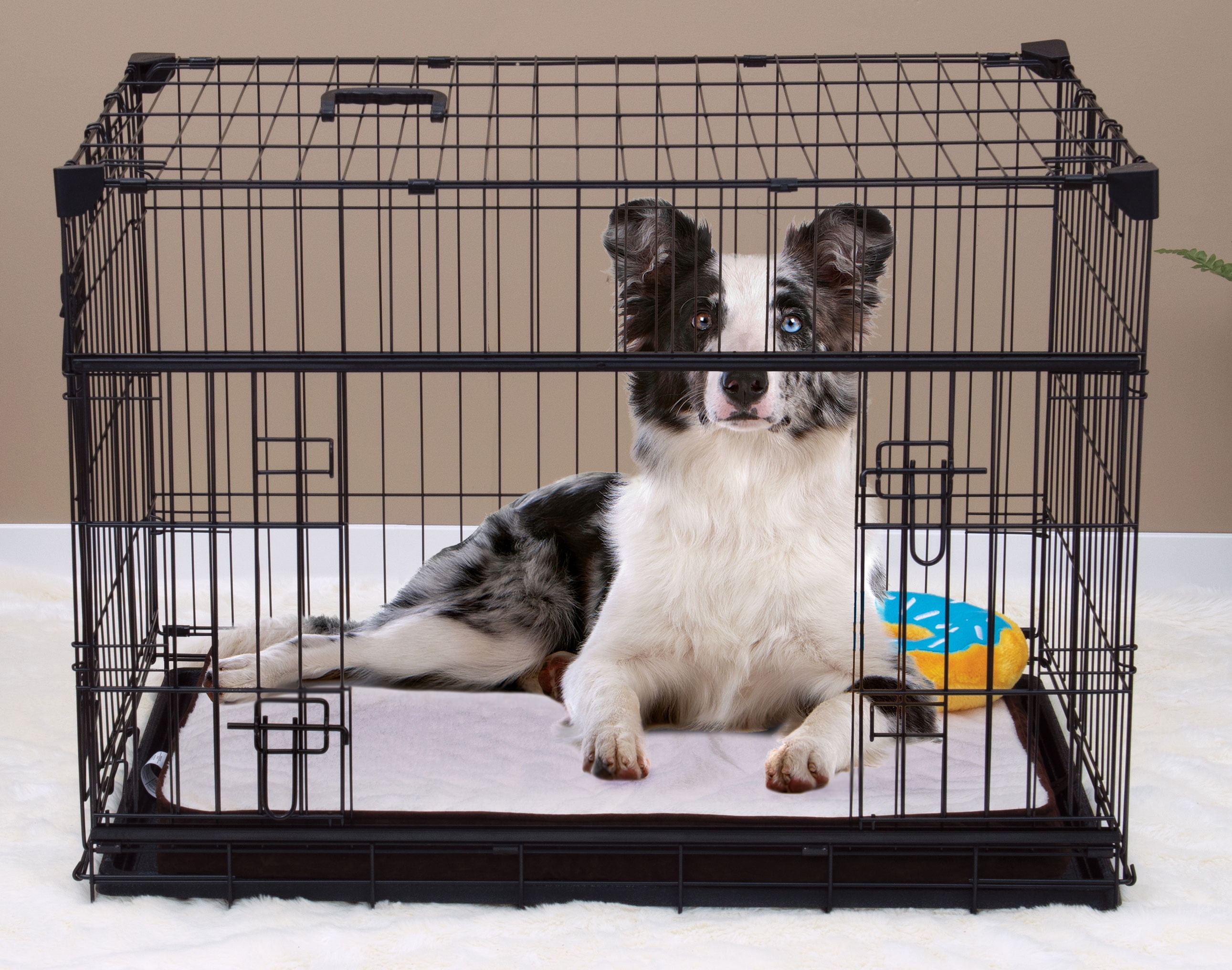 Medium Black Wire Dog Crate with Sliding Doors