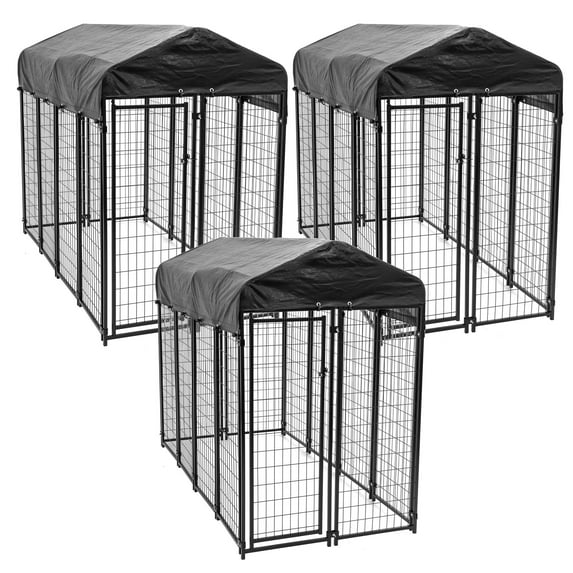 Lucky Dog Uptown Large Outdoor Covered Kennel Secure Dog Pen, (3 Pack)