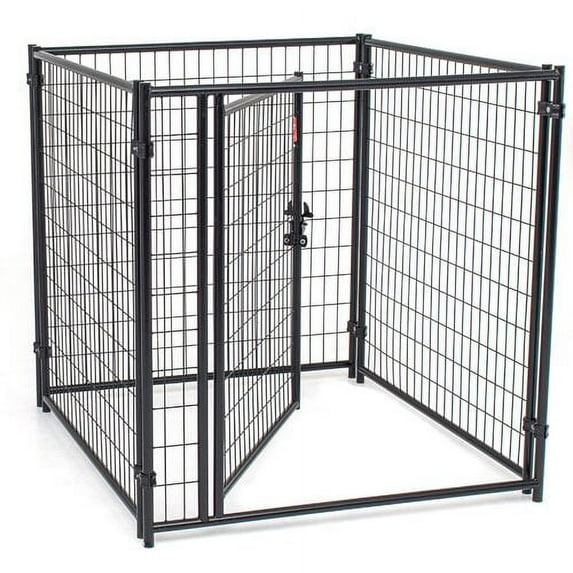 Lucky Dog Welded Wire Outdoor Dog Kennel, Black, 4'L x 4'W x 4'H