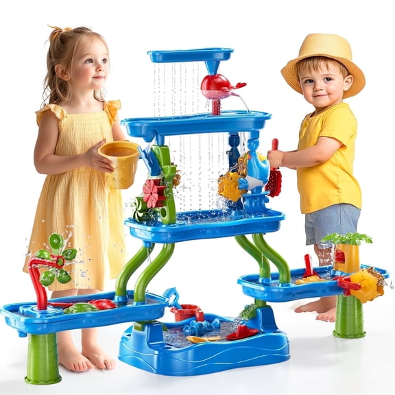Lucky Doug 3-Tier Water Table for Toddlers 1-5,6 in 1 Water Play Set Kids Outdoor Activity for Kids Boys Girls Age 2-6 Years Old