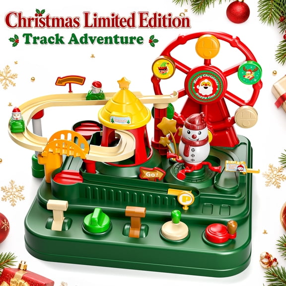 Lucky Doug Christmas Adventure Race Car Toys for 3-6 Years Old Boy, Car Rescue Adventure Toy with 3 Cars, Manually Operated Car Playset Educational Toys for Kids, Chritsmas Gifts for Boys Age 3 4 5 6