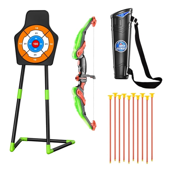 Target Archery Lucky Doug Kids Bow and Arrow Set with Standing Target, 10 Suction Cup ...