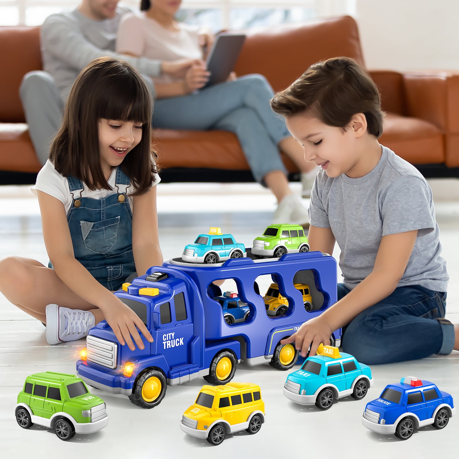 Lucky Doug 5 in 1 Car Truck Toy with Light Sound for Toddlers Ages 1-5 ...