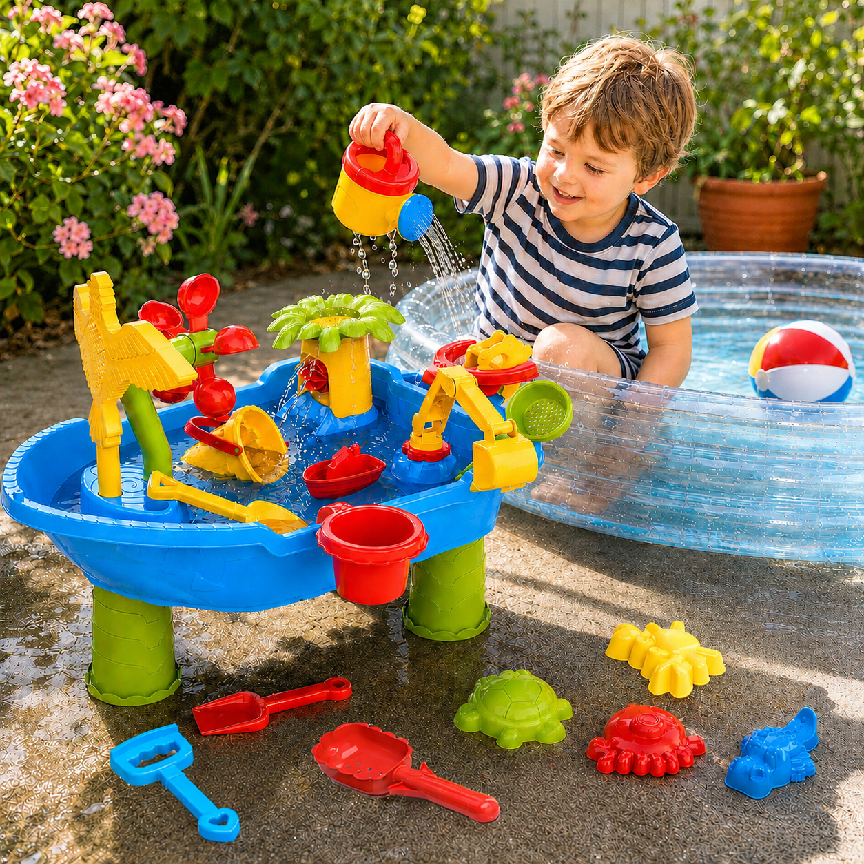 Lucky Doug Water Table for Toddlers Ages 18m+, Kids Outdoor Play Toys - Water Table