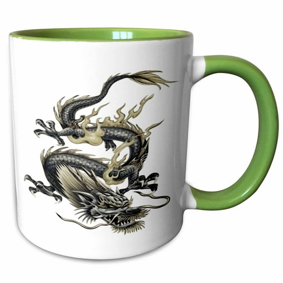 3drose, Lucky Dragon - Dragon, Chinese Dragon, Year of the Dragon, Chinese New Year, Gift Idea, Fathers Day, 11oz Two-tone Green Mug