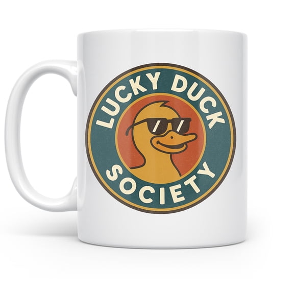 Lucky Duck Society 11 oz Coffee Mug - Dishwasher Safe White Ceramic Gift