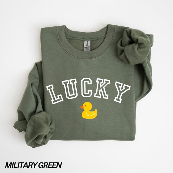 Lucky Duck Sweatshirt, Lucky Sweatshirt, St Patricks Day Shirt, Cute Lucky Sweatshirt, Happy Shamrock Shirt, Irish Shirt, Rubber Ducky Shirt Tshirt All Size S-5XL
