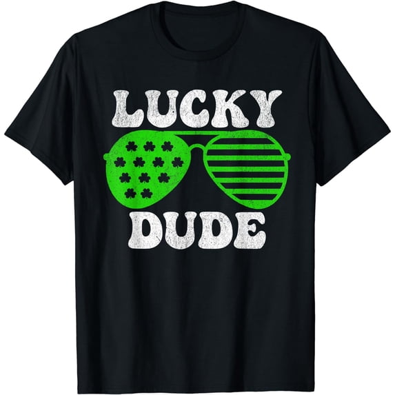 Lucky Dude Funny St Patricks Day Shamrock 2024 T-Shirt