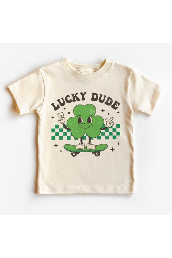 Lucky Dude Skateboard Toddler Shirt - Retro Boys St Patrick'S Day Shirt - Toddler & Youth Boho Kids Irish Tee TODDLER SHORT SLEEVE TEE BELLA CANVAS 3001T
